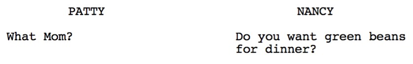 how-do-i-format-dialogue-for-two-characters-that-are-speaking-at-the