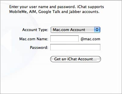 create mac account for ichat