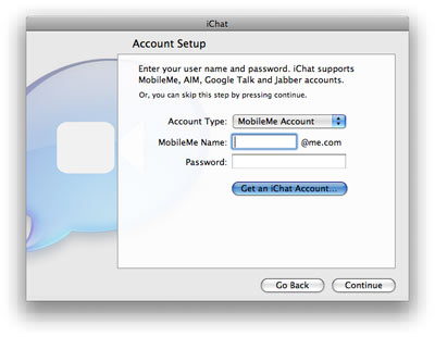 create mac account for ichat