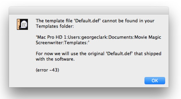 The Template File Default Def Cannot Be Found In Your Templates Folder Mac Write Brothers Support