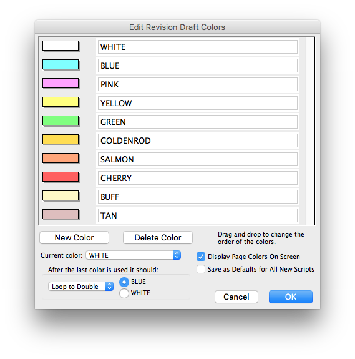 script color revisions